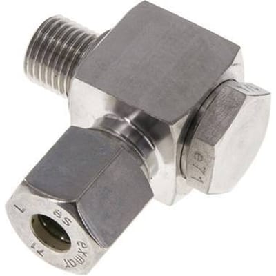 8S & G1/4'' RVS Swivel Joint Knelfitting Buitendraad 400bar Draaibaar ISO 8434-1