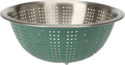 Excellent Houseware RVS keuken vergiet/zeef - afgieten etenswaren - groen - 27 x 12.5 cm