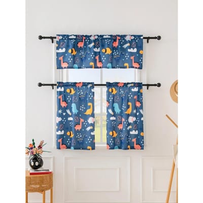 140 * 46CM (1 STUK) 68 * 60CM 60 * 91CM (2st) cartoon serie kleine keukengordijnen geschikt voor keuken, woonkamer en studeerkamer 68x91cm&Fixed Pleat blue