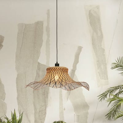 GOOD&MOJO Hanglamp Ibiza - Bamboe/Zwart - 65x65x20cm - Bohemian - Hanglampen Eetkamer, Slaapkamer, Woonkamer