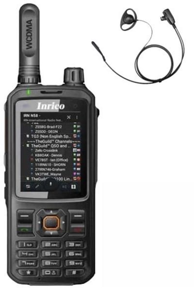 Inrico T320 V2 4G LTE Zello Portofoon, GPS, Smartphone, GSM, Wifi en D-shape oortje