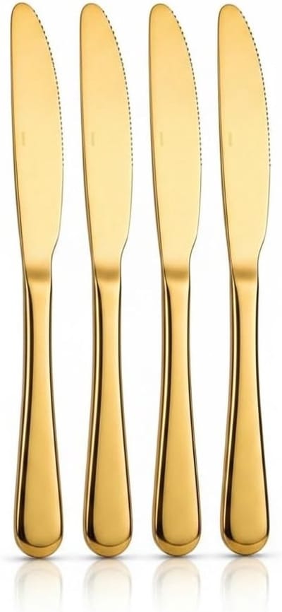 4-delige botermessenset van roestvrij staal met matte afwerking, ideaal voor jam, boter en tafelgebruik, vaatwasmachinebestendig, 23,9 cm, perfect voor horeca en thuisgebruik