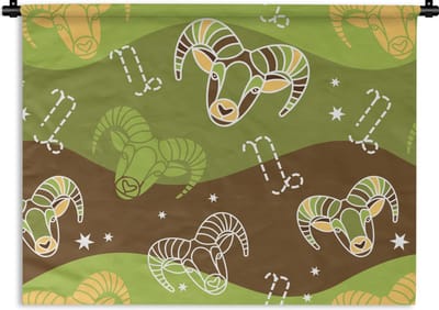 Wandkleed - Wanddoek - Steenbok - Design - Astrologie - 60x45 cm - Wandtapijt