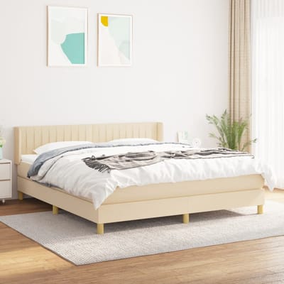 vidaXL - Boxspring - met - matras - stof - crèmekleurig - 180x200 - cm