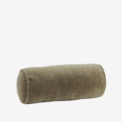 Madam Stoltz - Velvet Bolster Kussen - Groen/Dusty Green - 20x50 cm