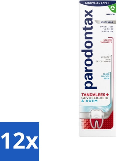 Parodontax - Tandpasta - Tandvlees+Gevoeligheid & Adem - Whitening - 75 ml - Voordeelverpakking - 12 stuks