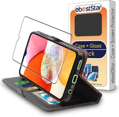 ebestStar - Hoes geschikt voor Samsung Galaxy A14, A14 5G, Wallet Etui, Book case hoesje, Zwart + Gehard Glas