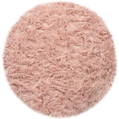 Hoogpolig tapijt Playara roze 120 cm rond