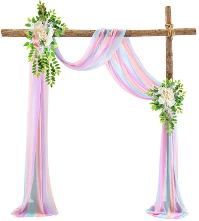 Dailygoods- Gordijn Chiffon Transparant - Decoratie Bruiloft/Feest - Fotografie Achtergrond - Afmeting 75x400cm - Handgemaakt - Meerkleurig - Decoratiegordijn