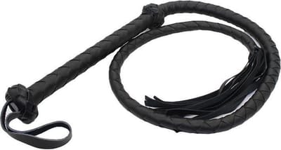 Gevlochten single tail zweep kunstleer - 150 cm - zwart