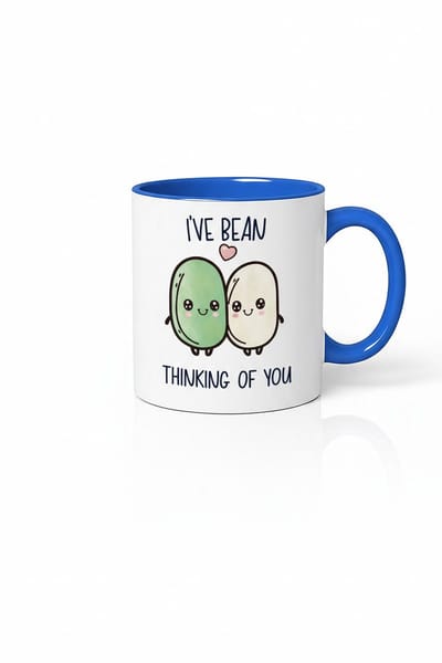 I've Bean Thinking of You Mok - Grappige Beker met Lieve Bonen en Pun - Origineel Cadeau voor Liefde & Vriendschap