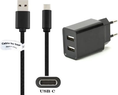 OneOne 2.1A lader met 2 poorten + 0,50m standaard USB C kabel. Oplader adapter past op Universeel Asus, ZTE, Fairphone, Sony, OPPO, Nokia, Acer, Arnova, BlackBerry, Anker (Soundcore), Archos, Cardo, Sena, Poly Voyager
