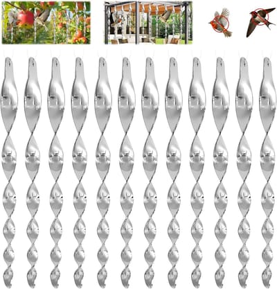 Reflecterende vogelverschrikkers - 12 stuks windspiraal en vogelafweer voor balkon en tuin, effectieve vogelbescherming en decoratie