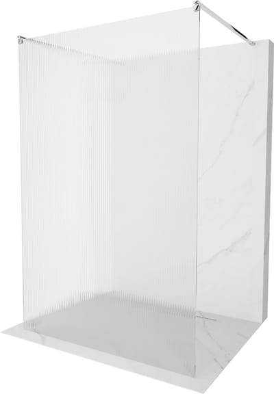 Mexen Kioto vrijstaande douchewand 100 x 200 , strepen 8 mm, chroom - 800-100-002-01-09