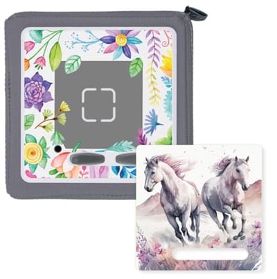 Beschermhoezen Set - Stickers Muziekbox - Decoratie en Bescherming - Op Maat Gesneden - 2 Motieven - Paarden Bloemen