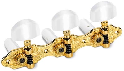 Schaller 1033056331 Houser Stemmechanieken Goud met Witte Acryl Knoppen en Witte Snaarrollen