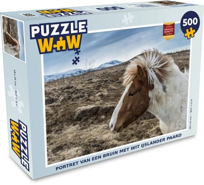 Puzzel Portret van een bruin met wit IJslander paard - Legpuzzel - Puzzel 500 stukjes
