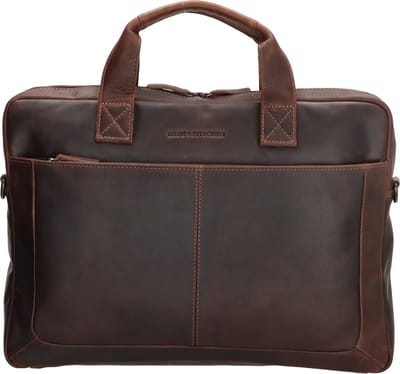 Hide & Stitches Japura Laptoptas 15,6 inch (34.5x19.4 cm) - 100% Leer - Donkerbruin