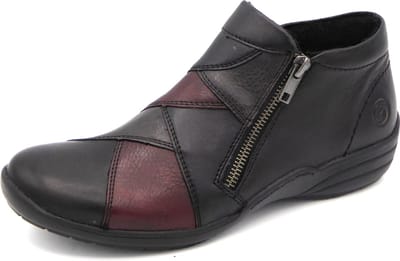 Remonte Dames Enkellaars - R7674-02 Zwart/Bordeaux - Wijdte H - Maat 36