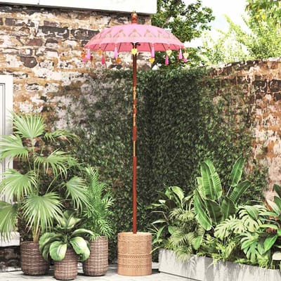 vidaXL - Balinese - Parasol - 125 - x - 125 - x - 260 - cm - Katoen - Rond - Roze