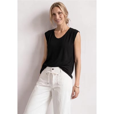 Shirt met afhangende schouders en elastische zoom