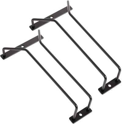 Set van 2 Wijnglasrekken voor Onder Kast - Metalen Wijnglashouder - Hangend Glazenrek voor Wijn- en Cocktailglazen - Zwart - 22,5 cm
