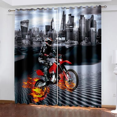 Motorprint Gordijnen Twee Onafhankelijke Gordijnen aan de Linker- en Rechterkant Semi Lichtdoorlatende Gordijnen voor Slaapkamers Raamgordijnen 135W165H(CM)53x65in&Rod Pocket