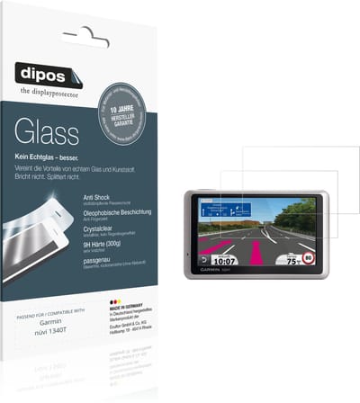 dipos – 2x Pantserfolie geschikt voor Garmin nüvi 1340T | 9H Screenprotector