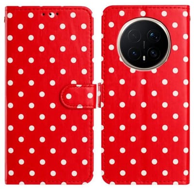 Hoesje Geschikt voor Honor Magic 8 Pro | Polka Dot Wallet Book Case | Portemonnee Hoesje | 3 Pasjes | Magneetsluiting | Stand Functie | Rood