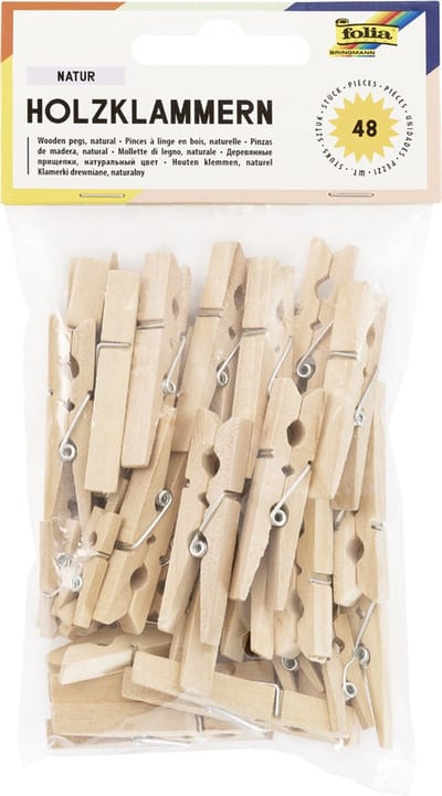 folia houten knijpers 'Pastel', 3 groottes assorti
