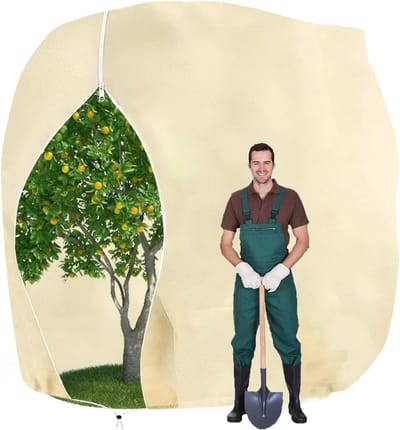 Unyqoos® Ademend en lichtdoorlatende winterbescherming voor buitenplanten met ritssluiting