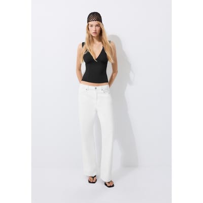 Stradivarius Getailleerde top met brede bandjes  Zwart XS
