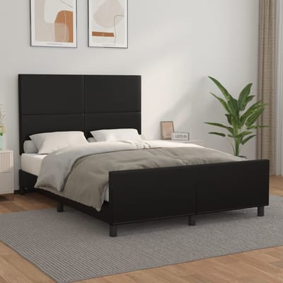 vidaXL - Bedframe - met - hoofdeind - kunstleer - zwart - 140x190 - cm
