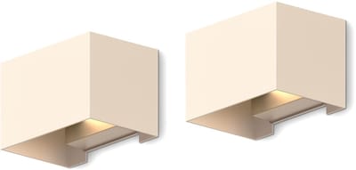 Venice Wandlamp, Buiten & Binnen, Warm Wit up & down Licht, verstelbare Lichtstraal, Waterdicht, Zandkleur, 2-Pack