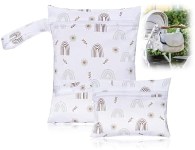 Set van 2 grote wetbags met regenboogdesign voor kleuterschool - Ideale natte tassen voor luiers, badpakken en sportkleding
