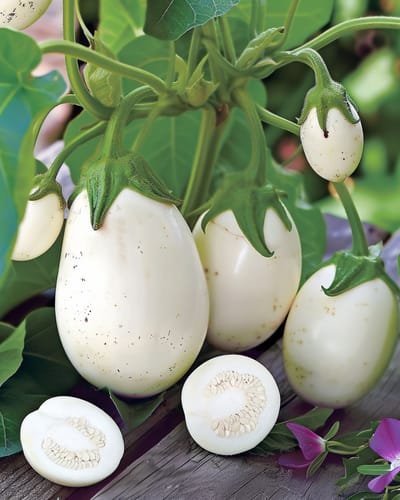 2 sets - Aubergine Zaden White Egg Solanum Melongena Eenjarig