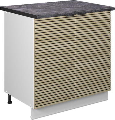 Vicco Keukenonderkast Fame-Line, Eiken paneel/Wit, 80 cm antraciet werkblad