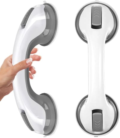 Dailygoods - 2 stuks douchegrepen, zuignap, kunststof badgreep, opstahulp, extra greepstang, handgrepen voor douche zonder boren, zwangere vrouwen, kinderen en voor lichamelijk beperkte personen, grijs