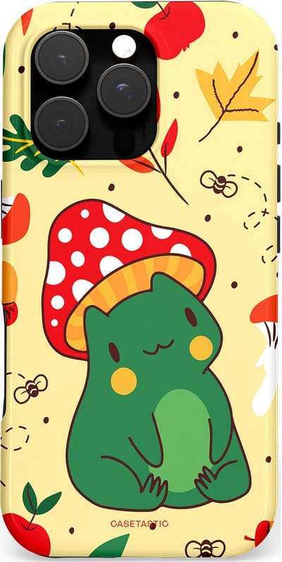 Casetastic hoesje geschikt voor Apple iPhone 16 Pro - MagSafe - Dubbellaagse bescherming - Kwakende vriendjes - Fashion Case - Beige Groen Rood