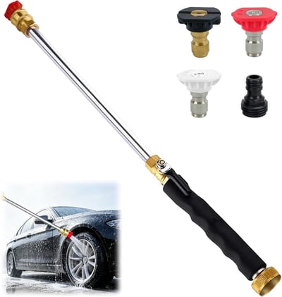 Hogedrukspuit tuinslang - Inclusief 3 Spuitmonden - Hogedruk pistool - 44cm - Voor Auto Wassen & Tuin Reinigen - Universele Koppeling - RVS & Messing