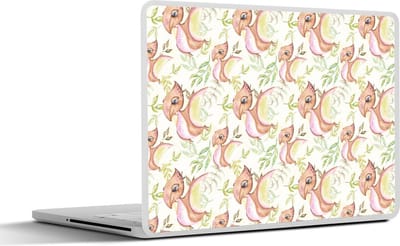 Laptop sticker - 10.1 inch - Dinosaurussen - Kinderkamer - Patroon - Meisjes - Kinderen - Roze - 25x18cm - Laptopstickers - Laptop skin - Cover