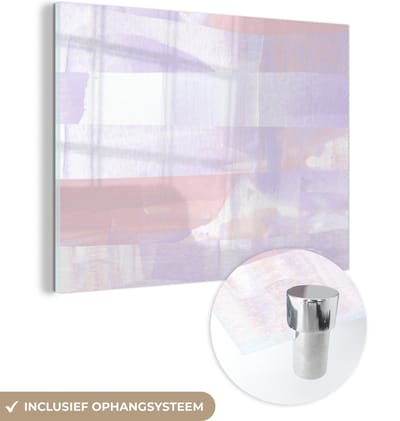 MuchoWow® Glasschilderij 120x90 cm - Schilderij acrylglas - Pastel - Verf - Design - Foto op glas - Schilderijen