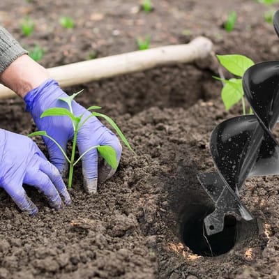 Spiraalboor Tuin - Grondboor Planten - Efficiënt Planten - Verbreed Spiraalontwerp - 45 cm Lengte - Zwart