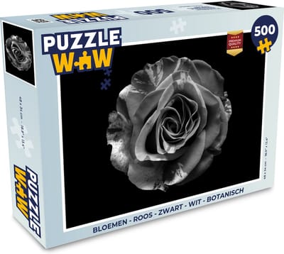 Puzzel Bloemen - Roos - Zwart - Wit - Botanisch - Legpuzzel - Puzzel 500 stukjes