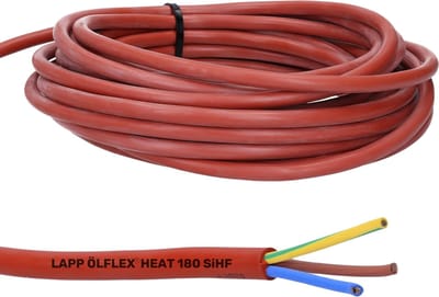 10 meter Lapp 0046014 Ölflex Heat 180 siliconenkabel I siliconenkabel 3x1,5 mm² I saunakabel 3-aderig met groen-gele aardgeleider 3G1,5 mm² I SiHF saunakachelkabel 10 m
