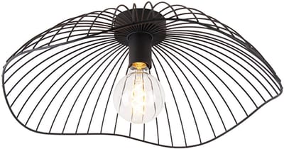 QAZQA pua - Design Plafondlamp - 1 lichts - Ø 50 cm - Zwart - Woonkamer | Slaapkamer | Keuken