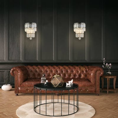 Searchlight Empire wandlamp, chroom/helder kristal, staal, IP44