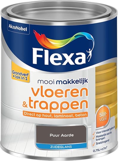 Flexa - Mooi Makkelijk Vloeren & Trappen Zijdeglans - Puur Aarde - Mengverf - 750 Ml