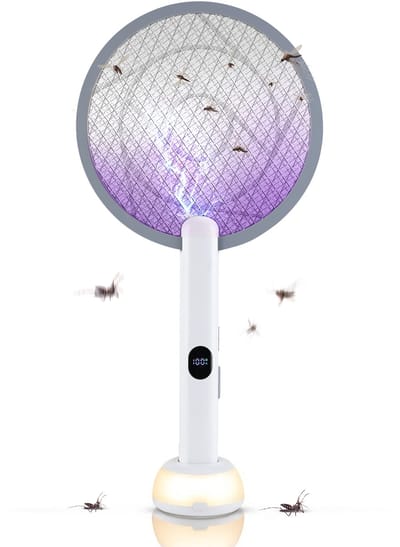 NIVADA 2-in-1 Elektrische vliegenmepper WD9013 - Muggenlamp - Insectenloklicht - Nachtlampfunctie - Muggenvanger & Vliegenvanger
