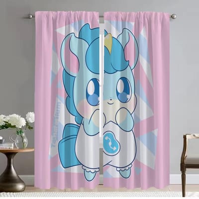 Himitsu No Cocotama Gordijnen voor Slaapkamer Shades Halloween Decoratie Verduisterend Gordijn voor Kamer 2 Paneel Huis Interieur Gordijnen W50xH70cmx2pcs-CL gray
